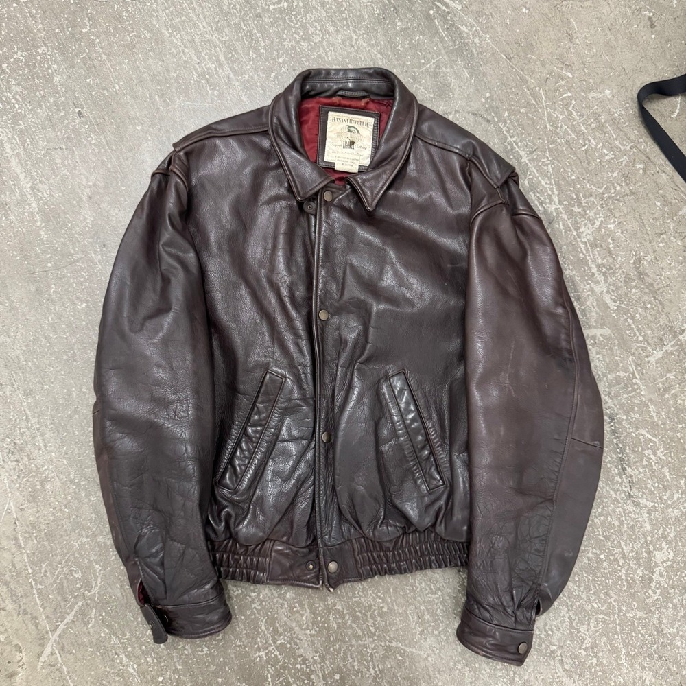 Banana Republic Leather Bomber Jacket Mens XL Brown Good 90s Vintage Flight A2